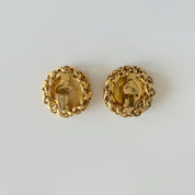 Chanel 1990s vintage clip on gold chain trim earrings