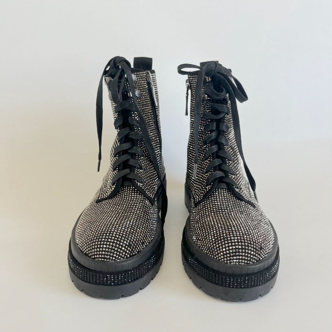Caravela Ta-Da Studded Detail Combat Block Heel Boots, 37