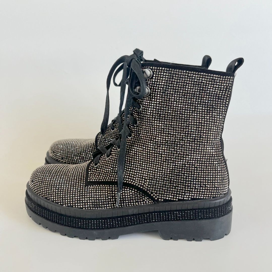 Caravela Ta-Da Studded Detail Combat Block Heel Boots, 37