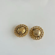 Chanel 1990s vintage clip on gold chain trim earrings