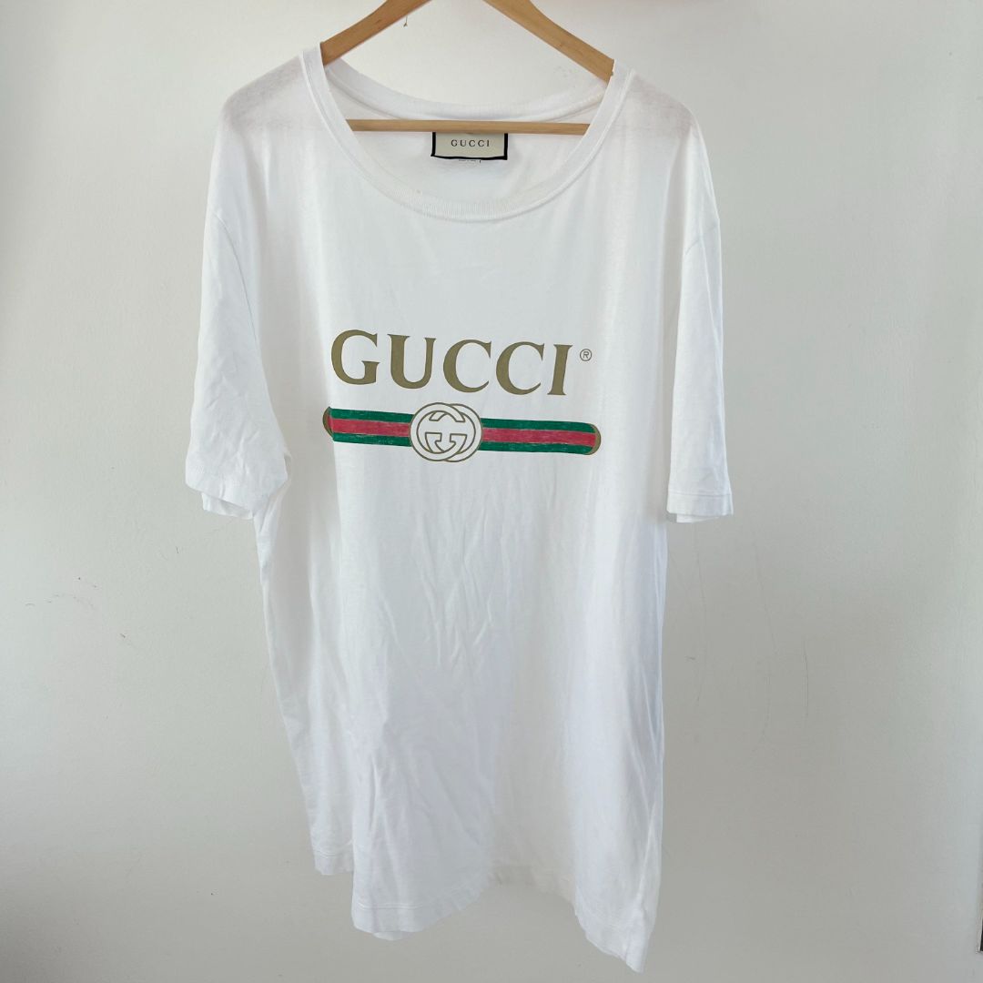 Gucci Logo Print Washed-Cotton Mens T-Shirt