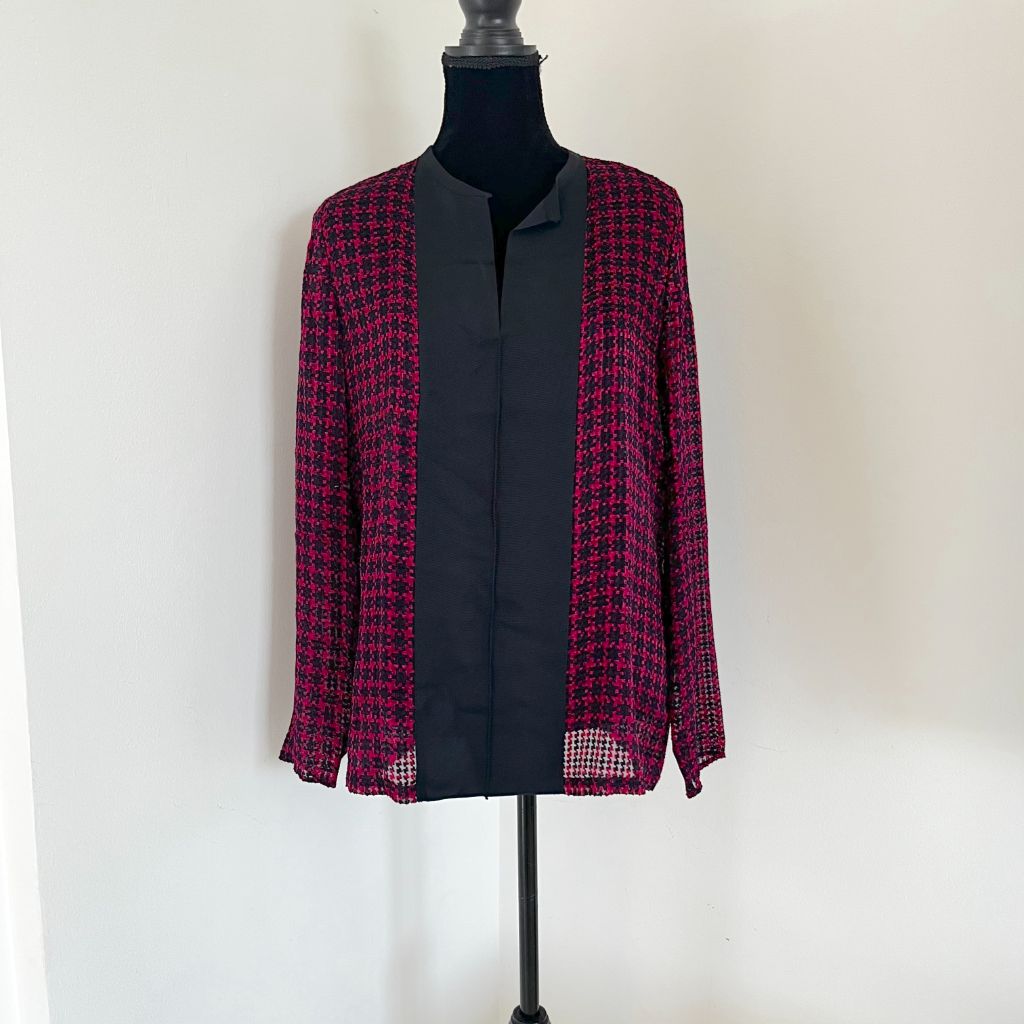 Lanvin red and black houndstooth print Blouse