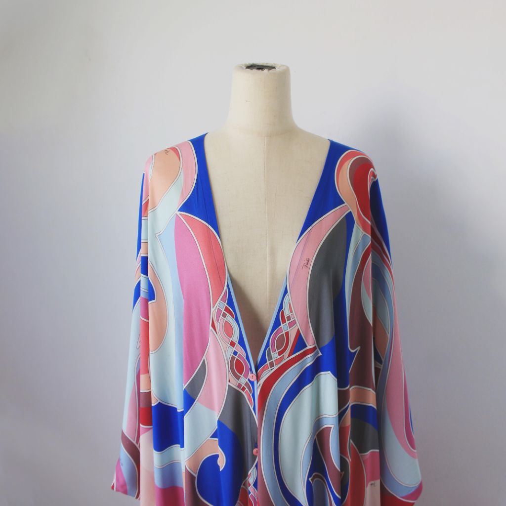 Emilio Pucci Multicolor Printed Jersey Kaftan Maxi Dress M Emilio Pucci