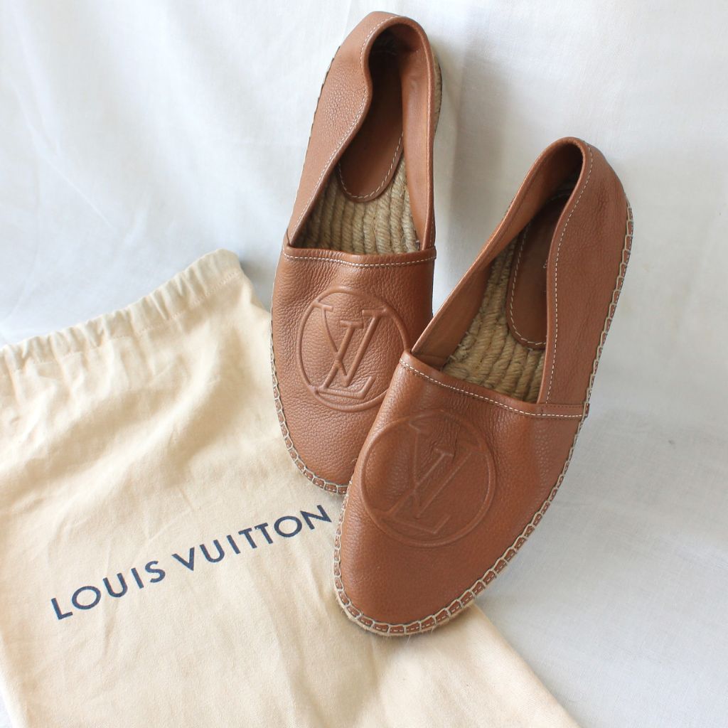 Louis Vuitton brown leather Starboard flat espadrilles, 37 - BOPF