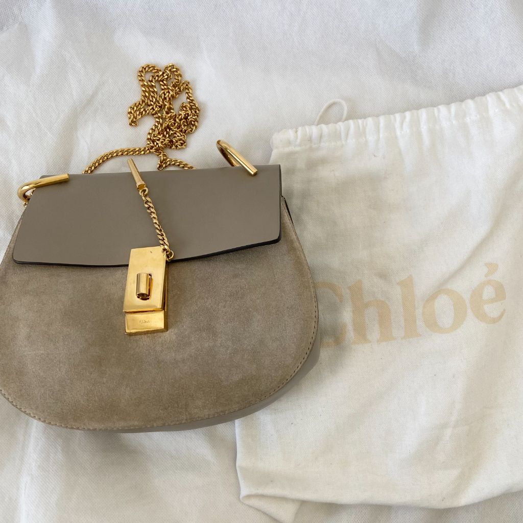 Chloé Grey Suede and Leather Drew Bag