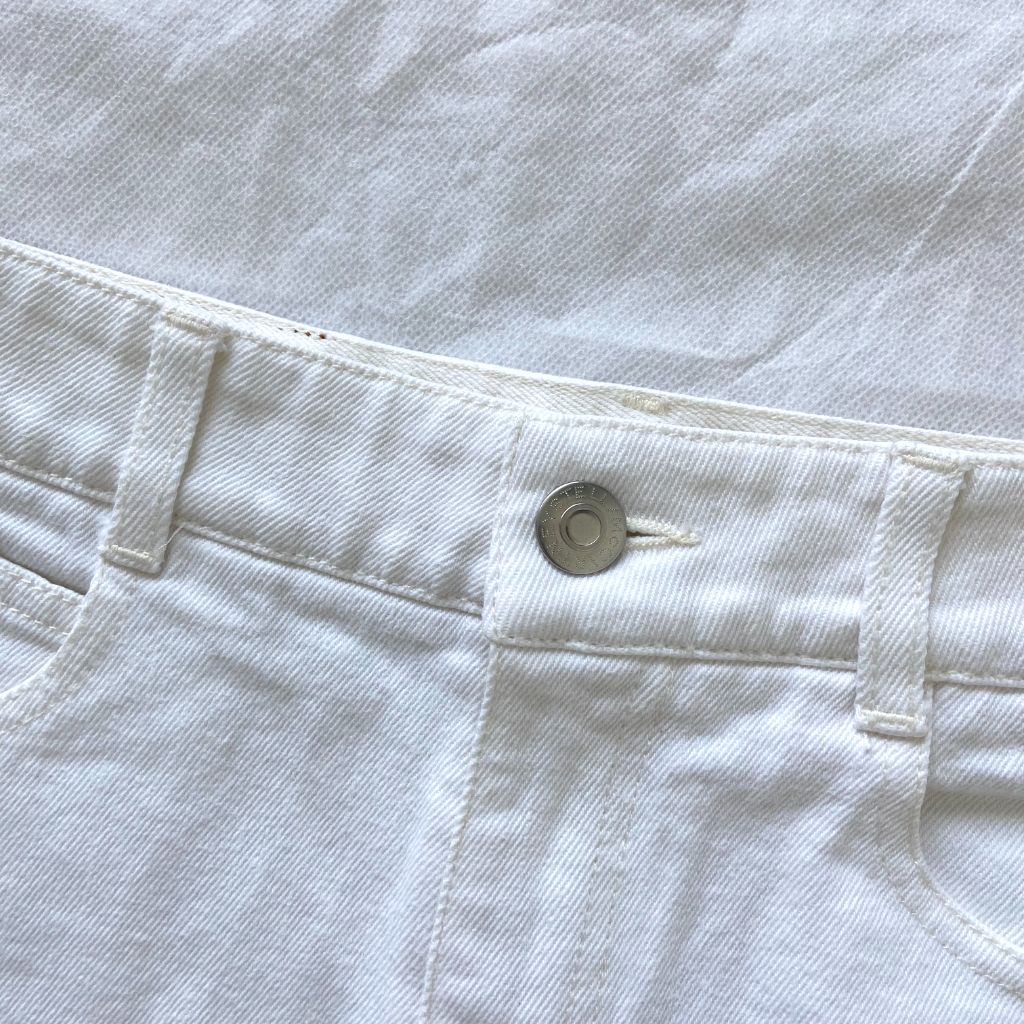 Stella McCartney white denim shorts with frayed edges