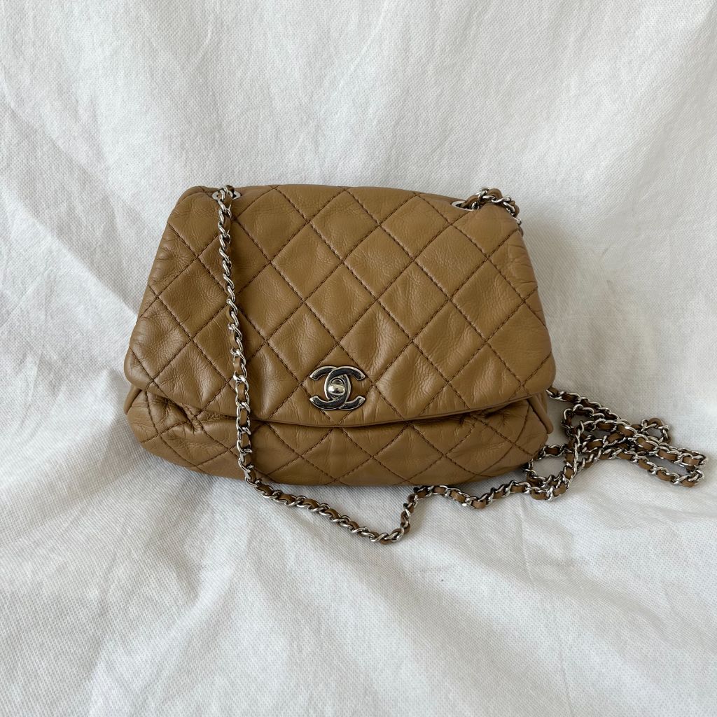 Chanel  Tan Patent Leather Shoulder Bag  VSP Consignment