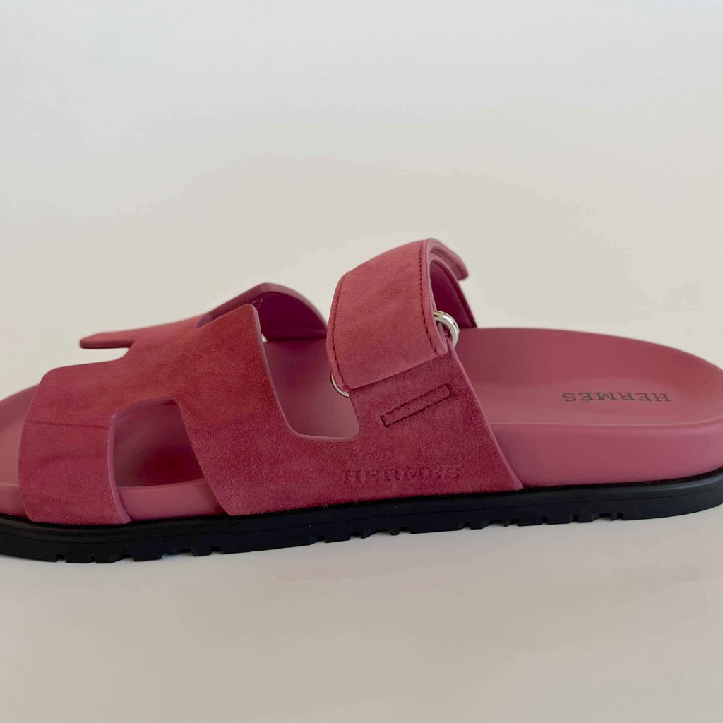 Hermès Suede Framboise Pink Chypre Sandals, 38