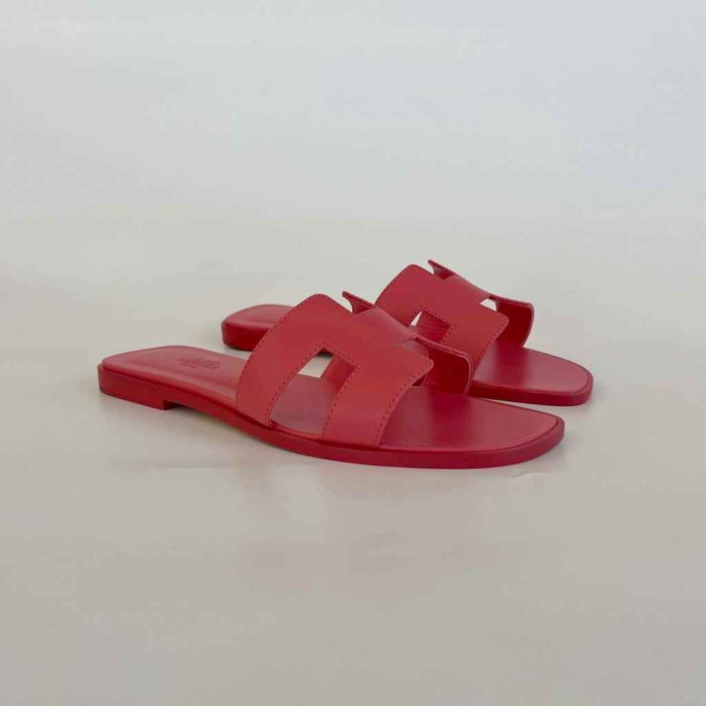 Hermès Oran Pink Swift Sandals, 37.5