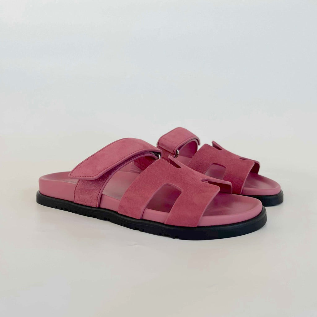 Hermès Suede Framboise Pink Chypre Sandals, 38