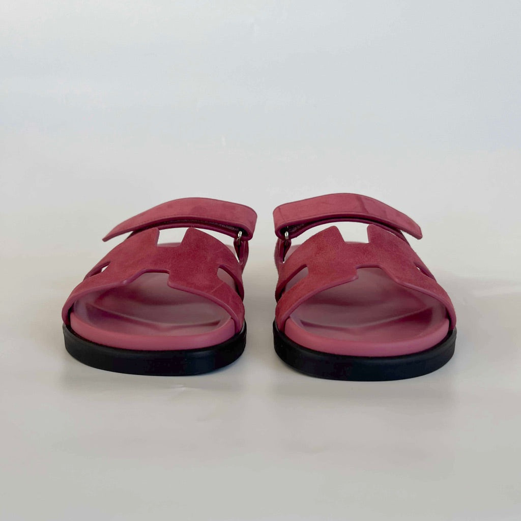 Hermès Suede Framboise Pink Chypre Sandals, 38