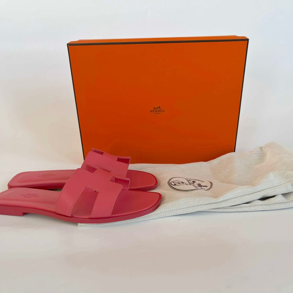 Hermès Oran Pink Swift Sandals, 37.5