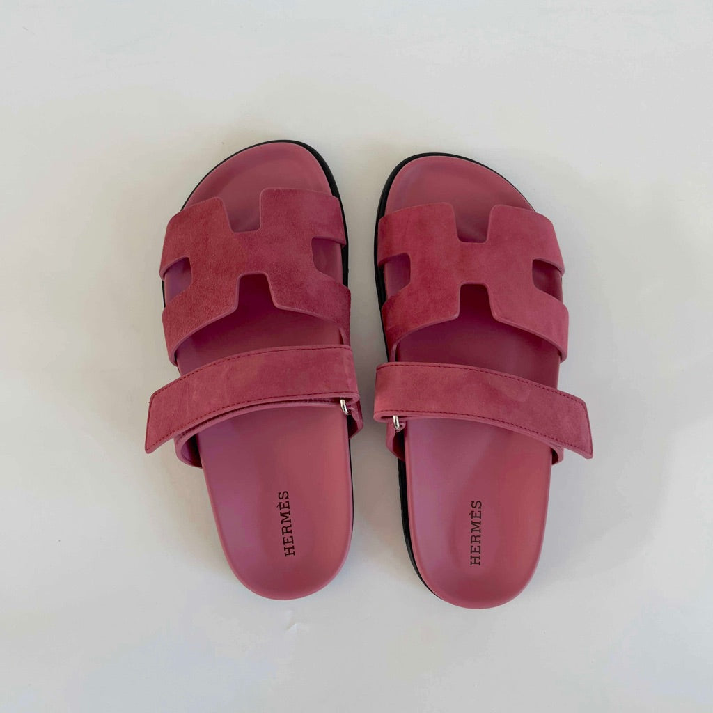 Hermès Suede Framboise Pink Chypre Sandals, 38