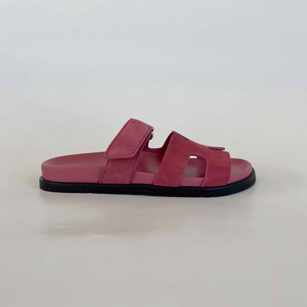Hermès Suede Framboise Pink Chypre Sandals, 38
