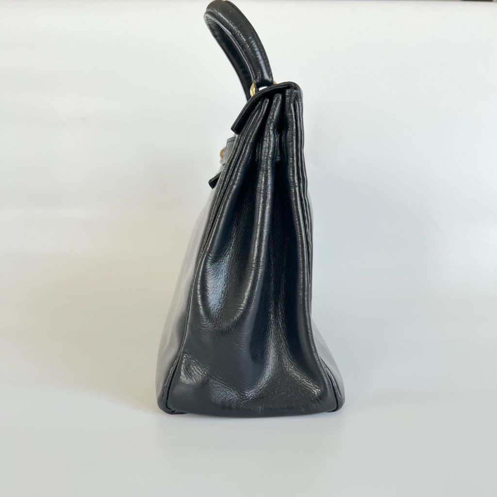 Hermès Hermes Black Box Calf Kelly 32 Leather Pony-style calfskin  ref.906332 - Joli Closet