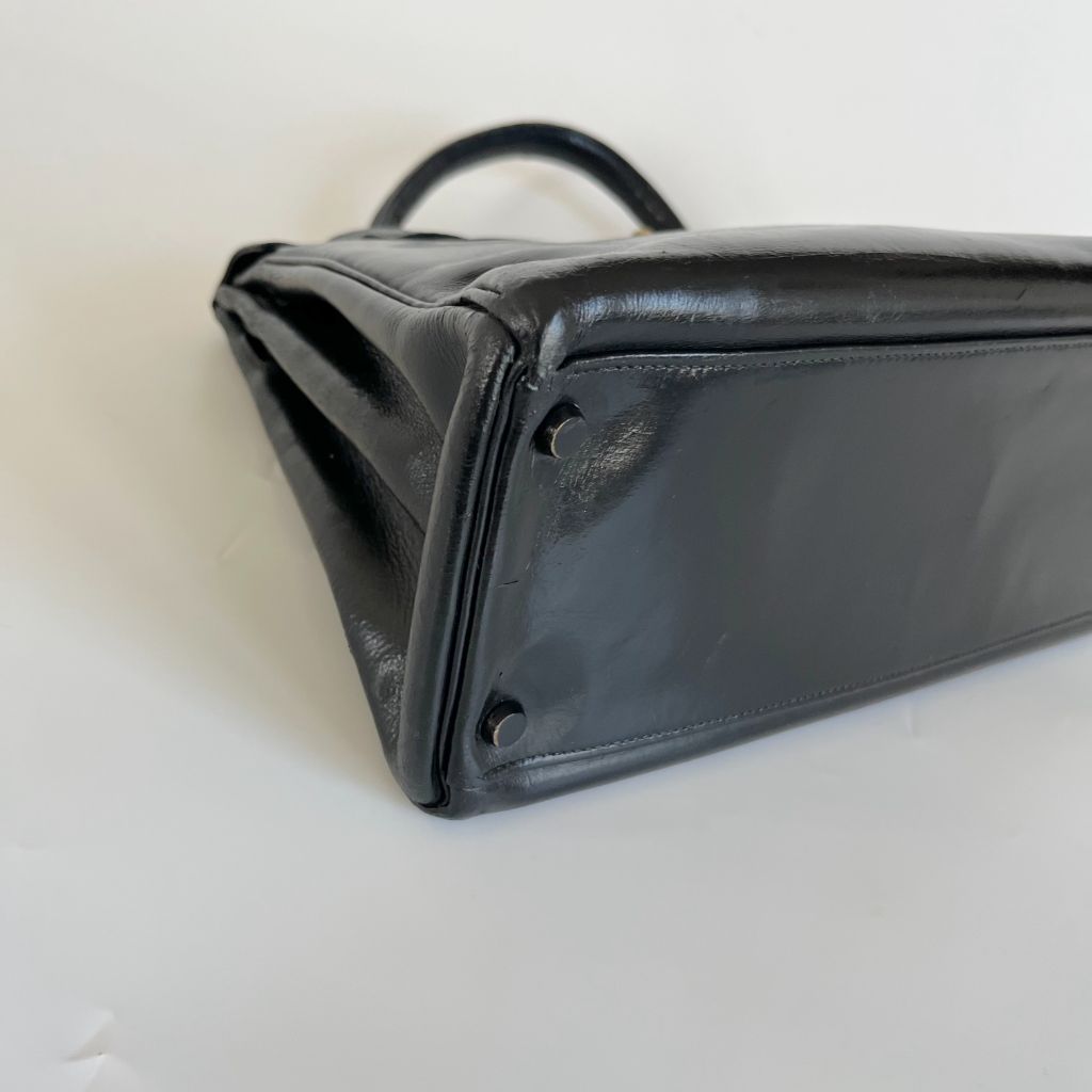 Hermes Kelly 32 Black Box Calf Retourne Palladium – The Bag Broker