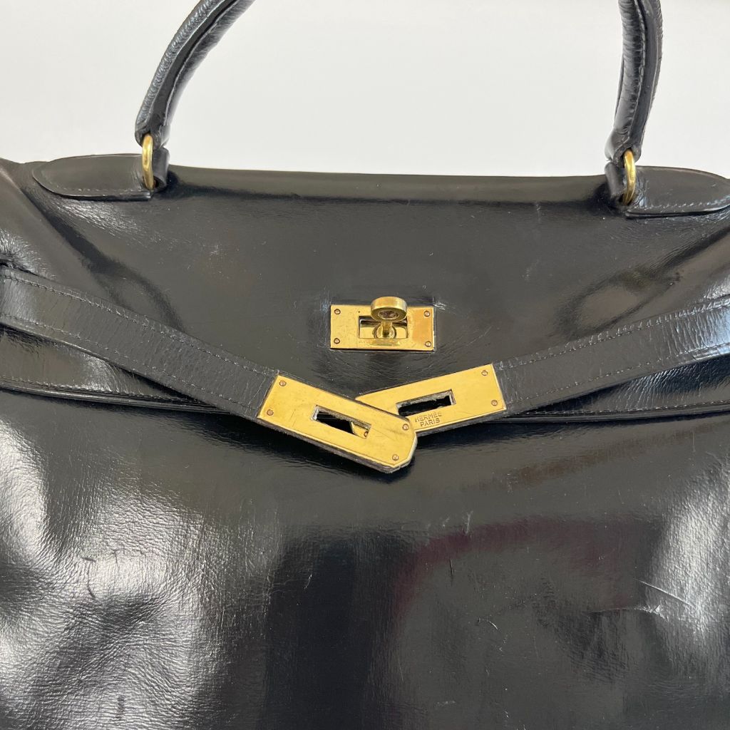 New Arrival. Hermes Black box calf kelly bag 32cm has just in. Gently worn,  pre-owned HERMES kelly bag is now availab…