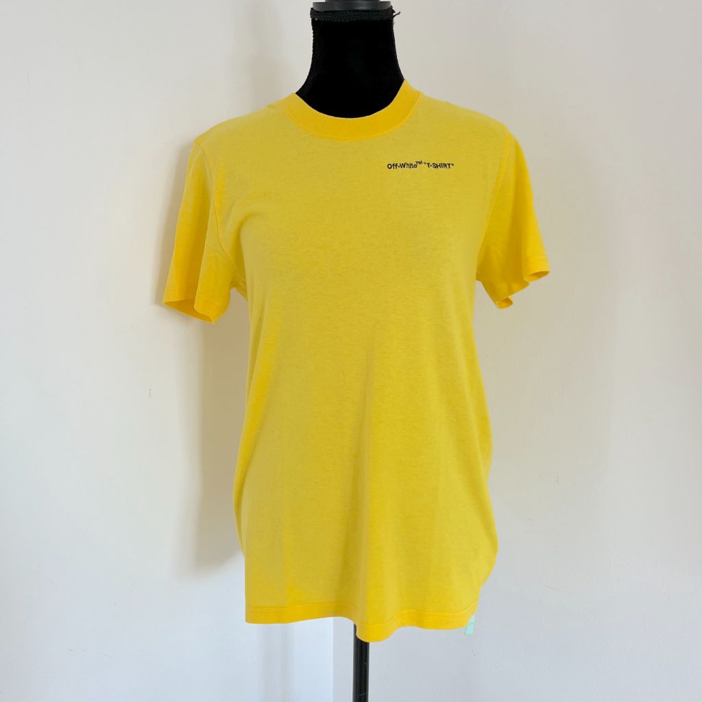 Off-White Yellow T-Shirt with Black Embroidered Print