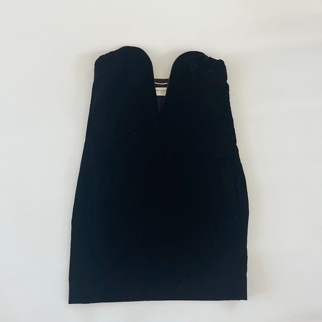 Saint Laurent black velvet Sweetheart Mini Dress