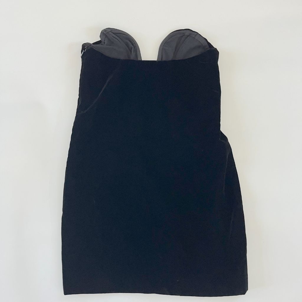 Saint Laurent black velvet tube mini dress