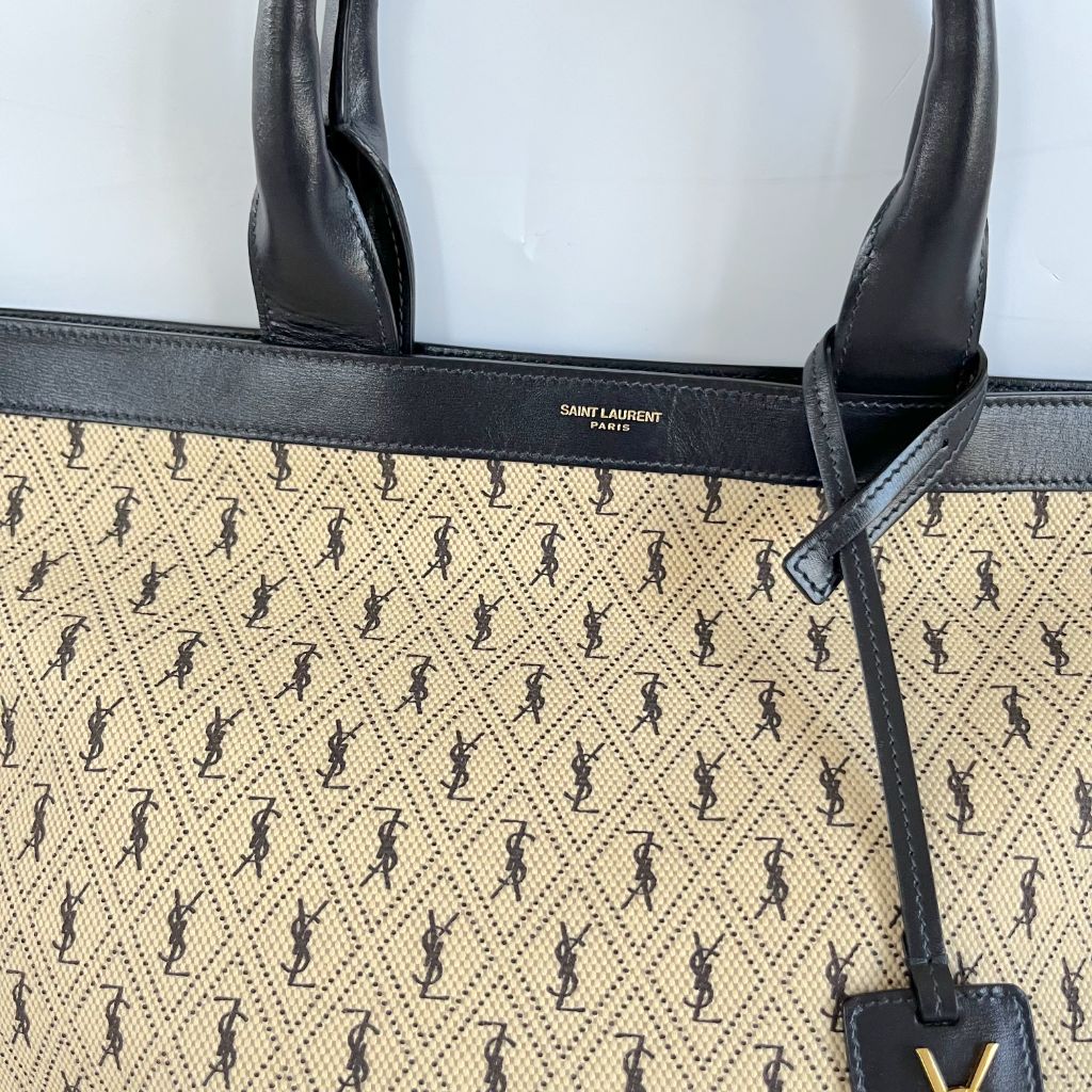 Saint Laurent Le Monogram Tote Monogram All Over Canvas and Leather Large Bag