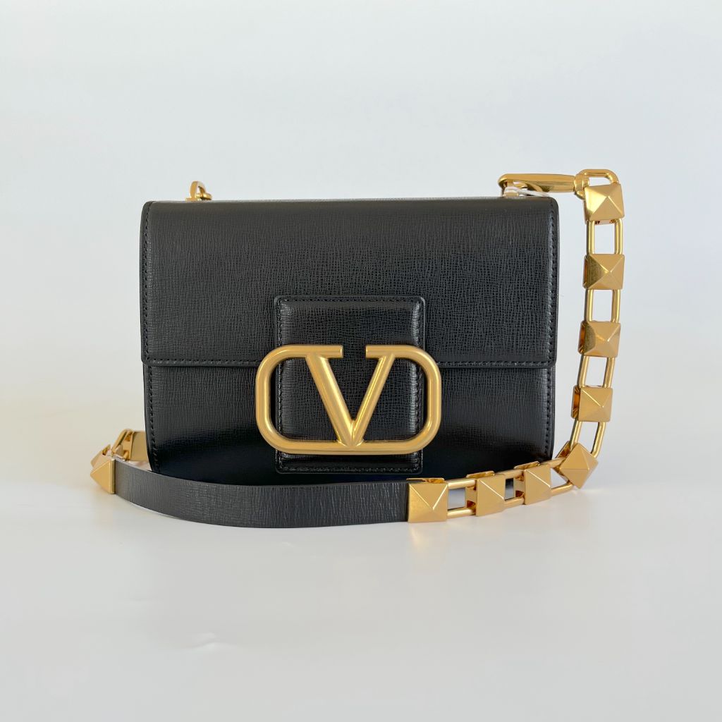 Valentino Vlogo Signature Leather Shoulder Bag