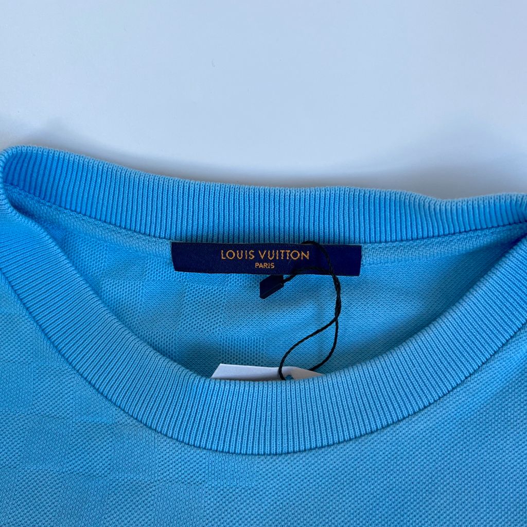 Louis Vuitton Mens Blue Damier Polo Shirt XL Authentic