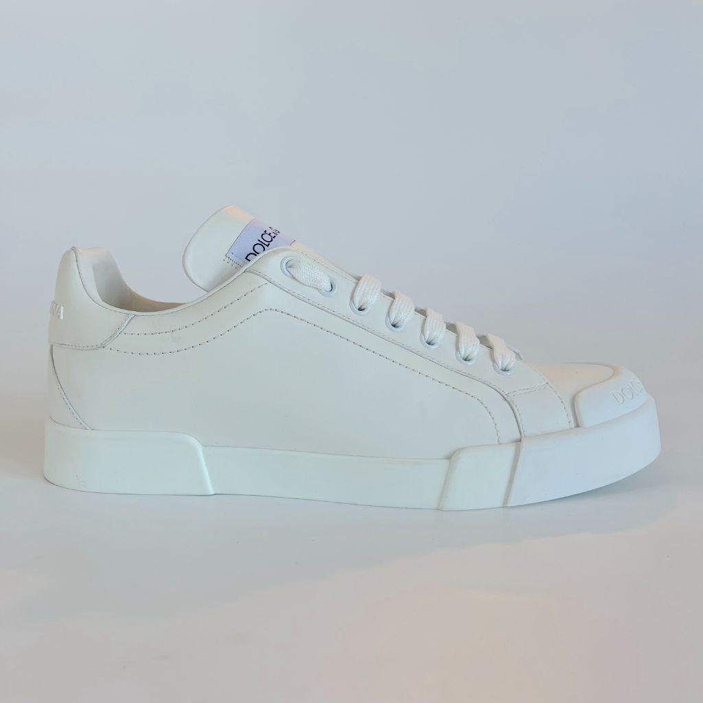 Dolce & Gabbana White Leather Portofino Low Top Sneakers, 41