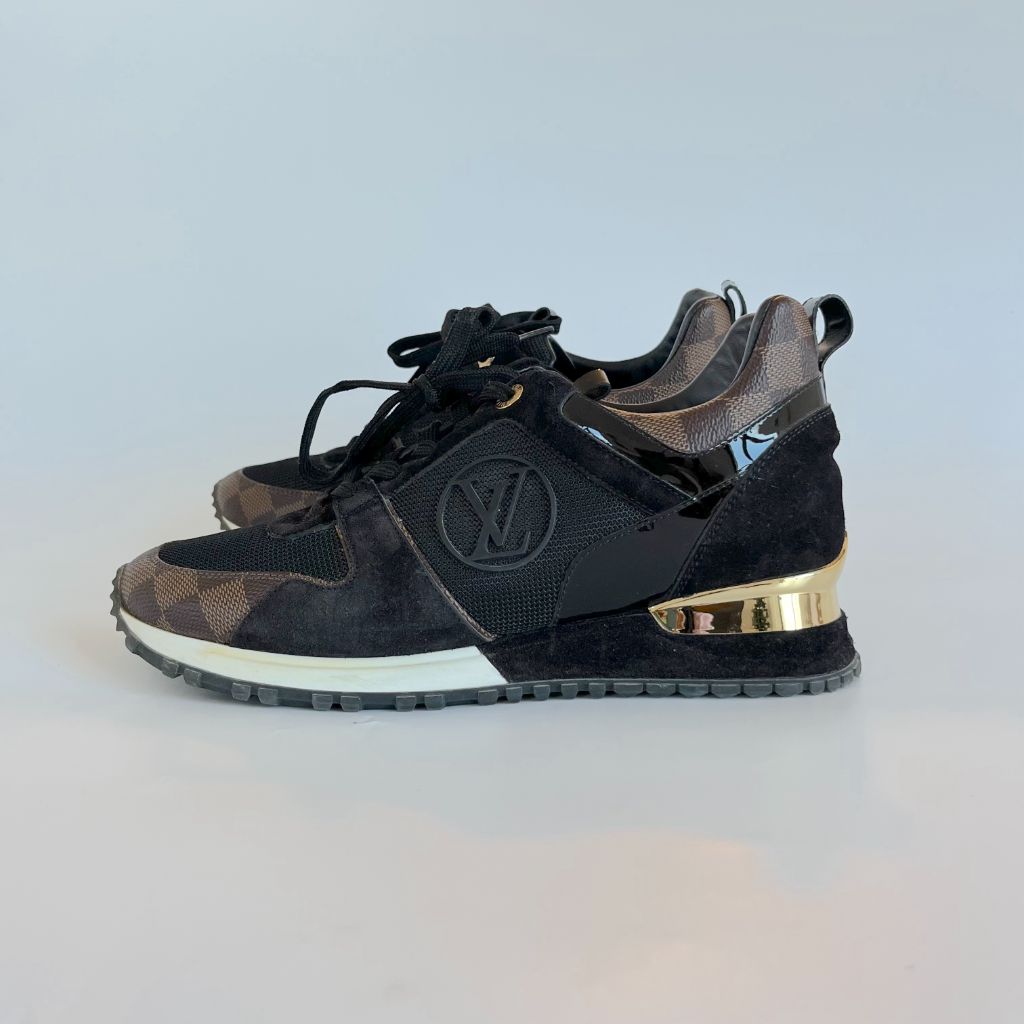 Louis Vuitton Run Away Black and Monogram Sneakers, 40