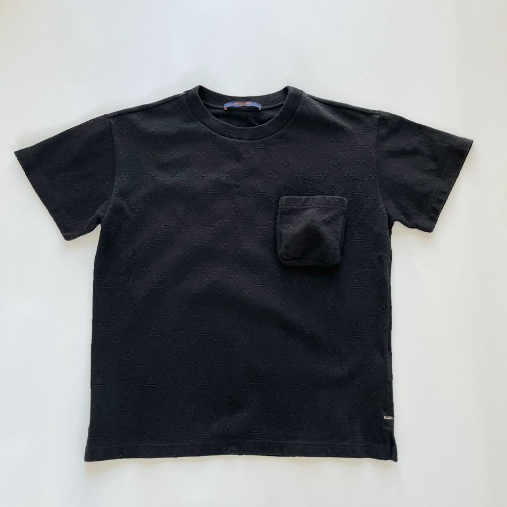 Louis Vuitton Signature Monogram 3D Cotton Micro-Loose Pocket Black T-Shirt