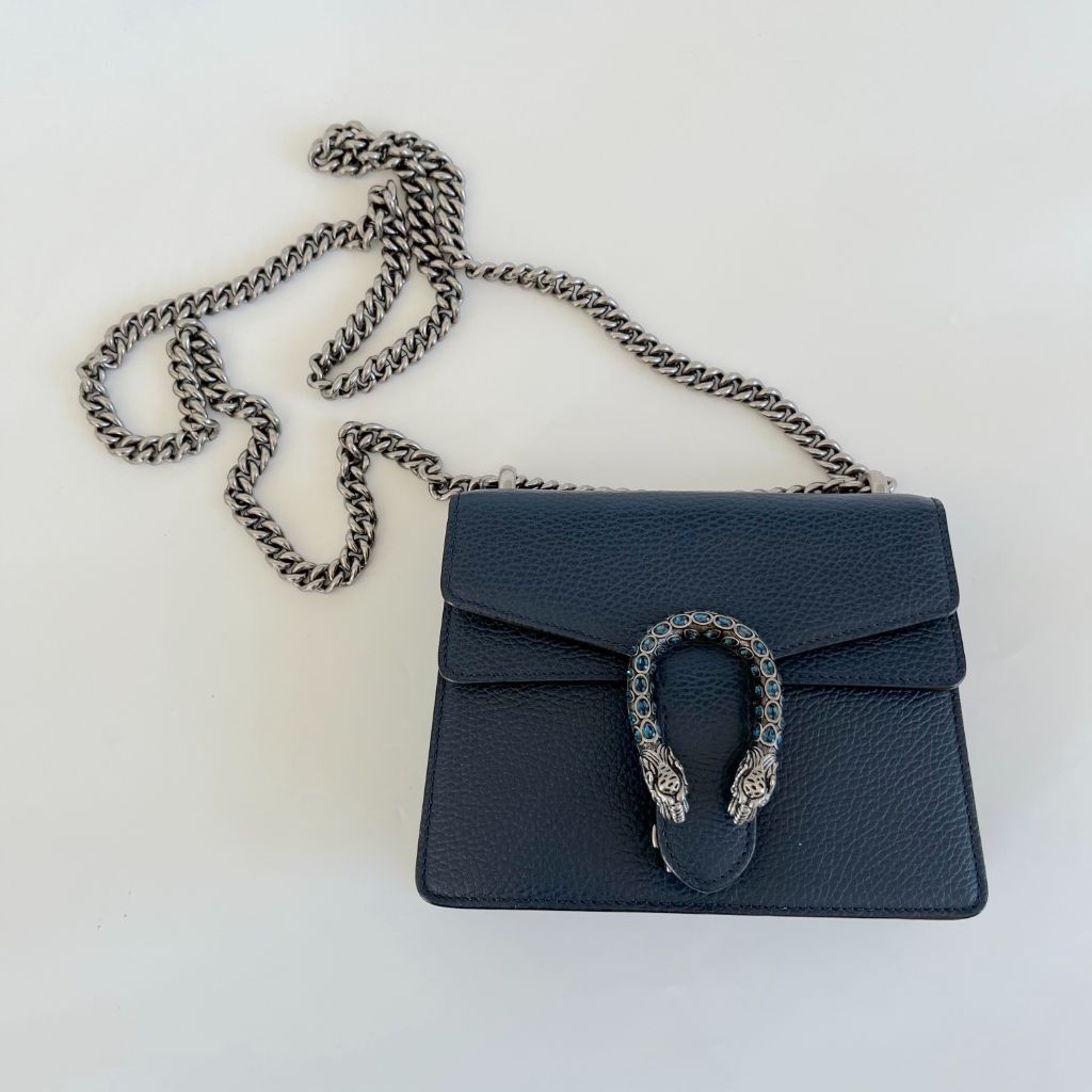 Gucci Navy Blue Leather Small Dionysus shoulder bag