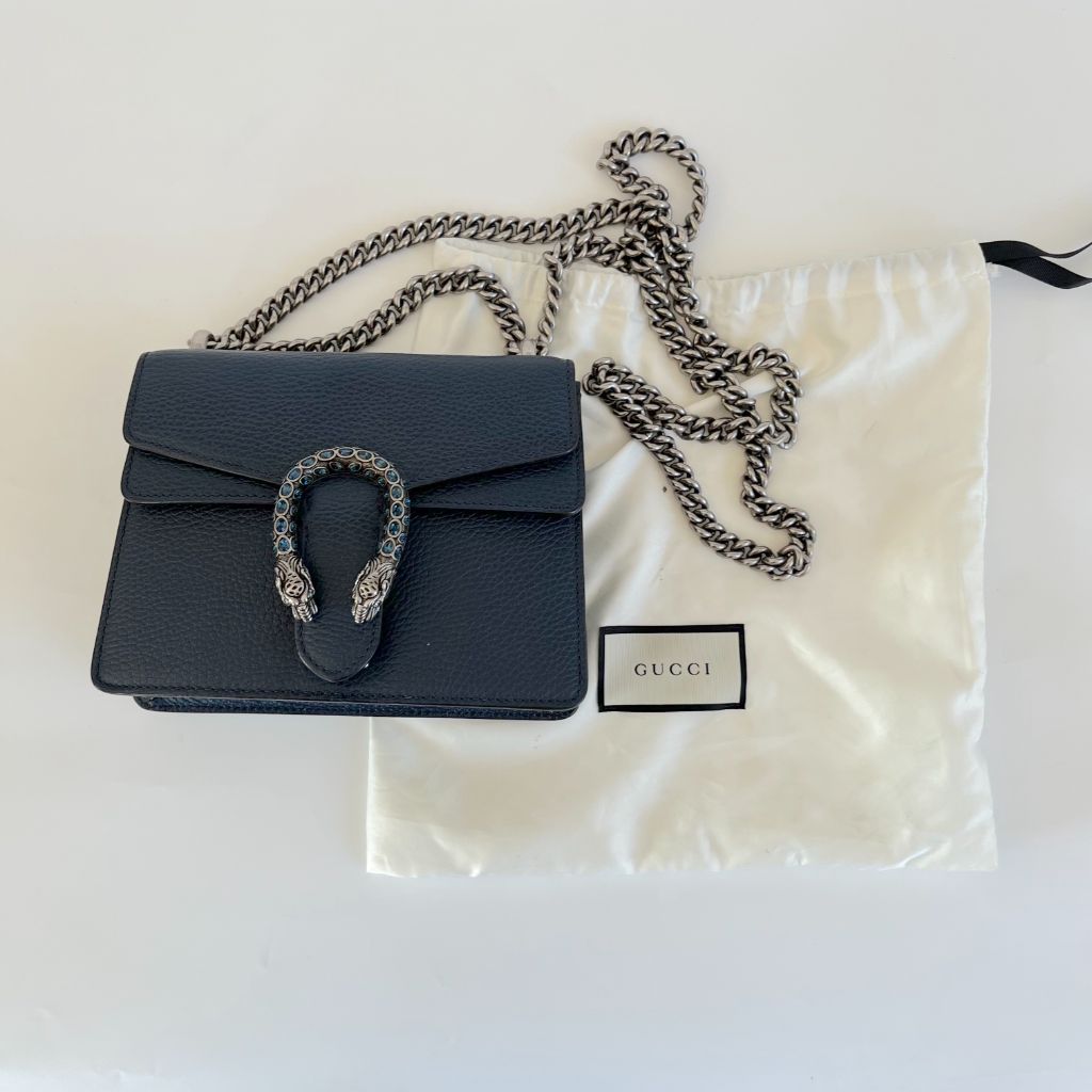 Gucci Navy Blue Leather Small Dionysus shoulder bag
