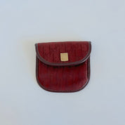 Christian Dior burgundy Dior logo small flap coin pouch