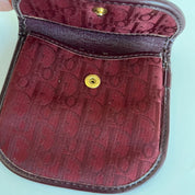 Christian Dior burgundy Dior logo small flap coin pouch