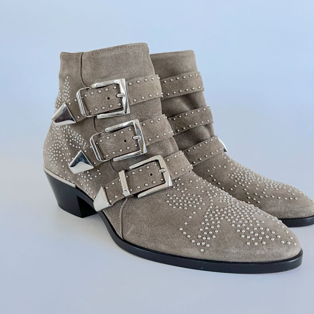 Chloe Susanna Grey Suede Ankle Boots, 37 BOPF Business of