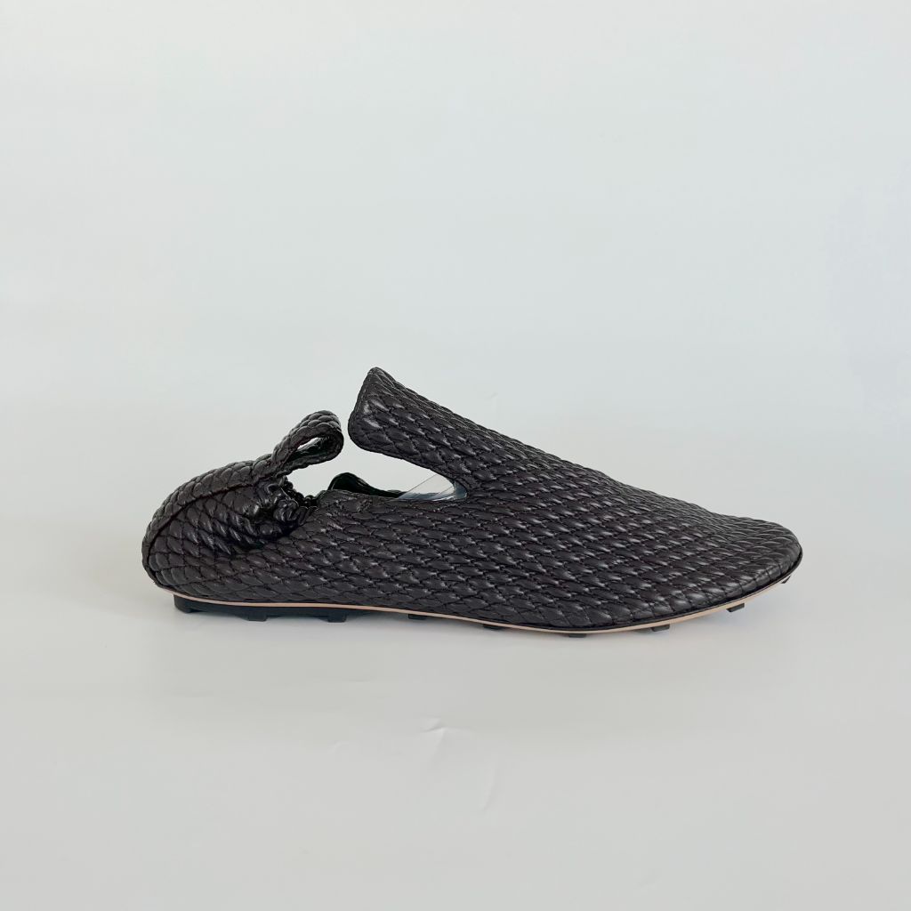Bottega Veneta quilted leather slip on flat shoes, 41