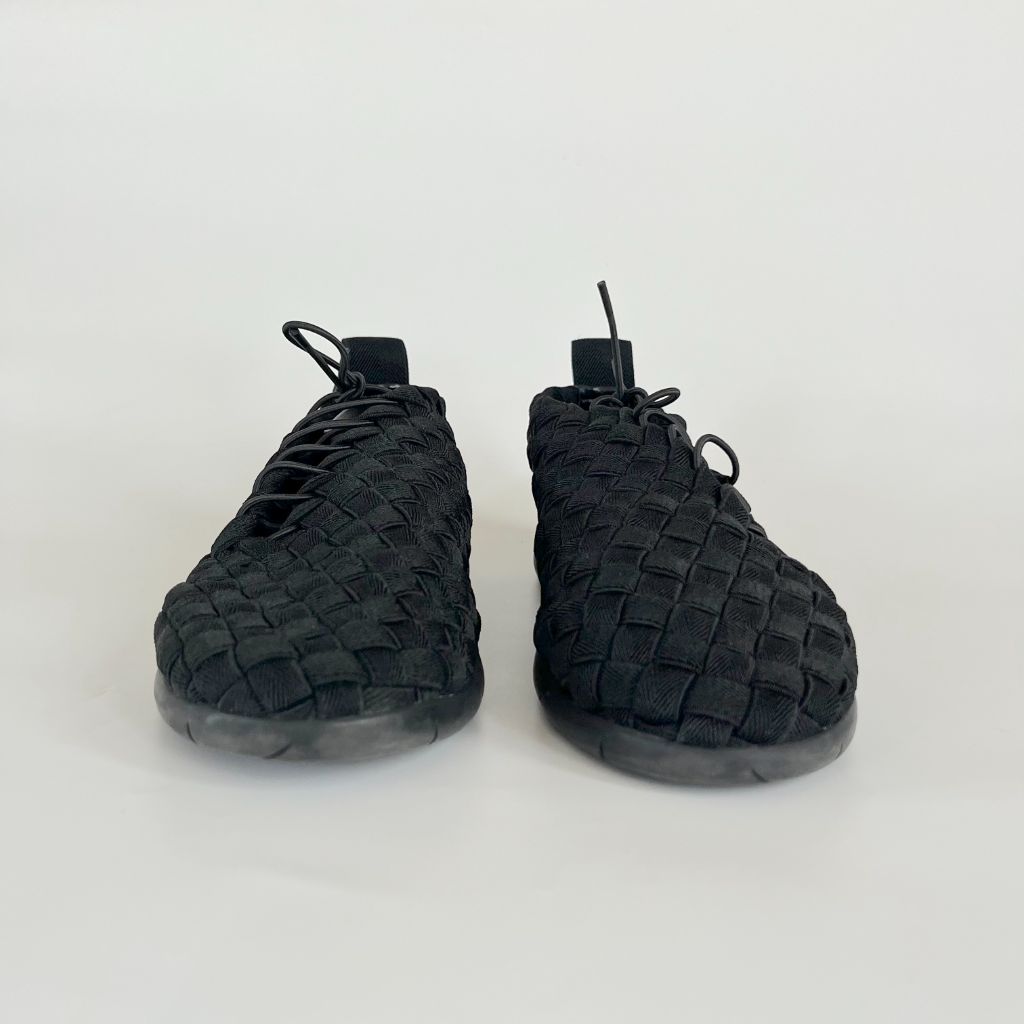 Bottega Veneta black plat sneakers intreccio elastic lace-up sneakers, 40