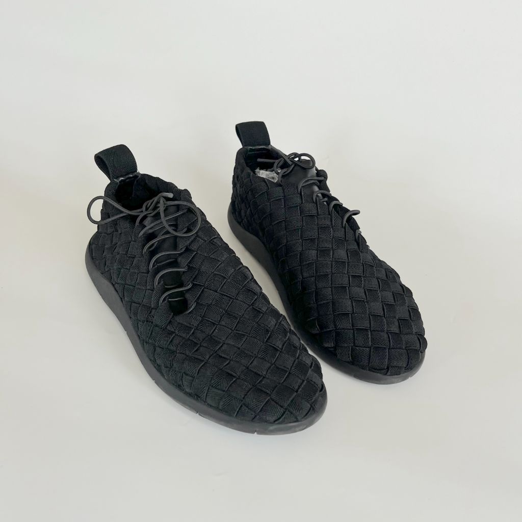 Bottega Veneta black plat sneakers intreccio elastic lace-up sneakers, 40