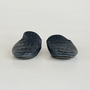 Bottega Veneta navy blue Intrecciato Leather Fiandra Flat Mules. 40