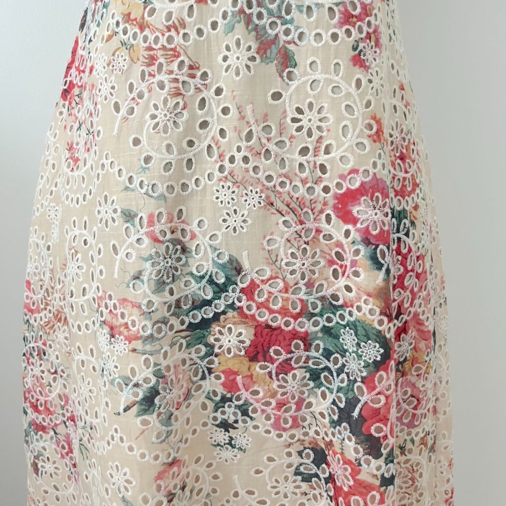 Zimmermann floral printed strappy eyelit midi dress