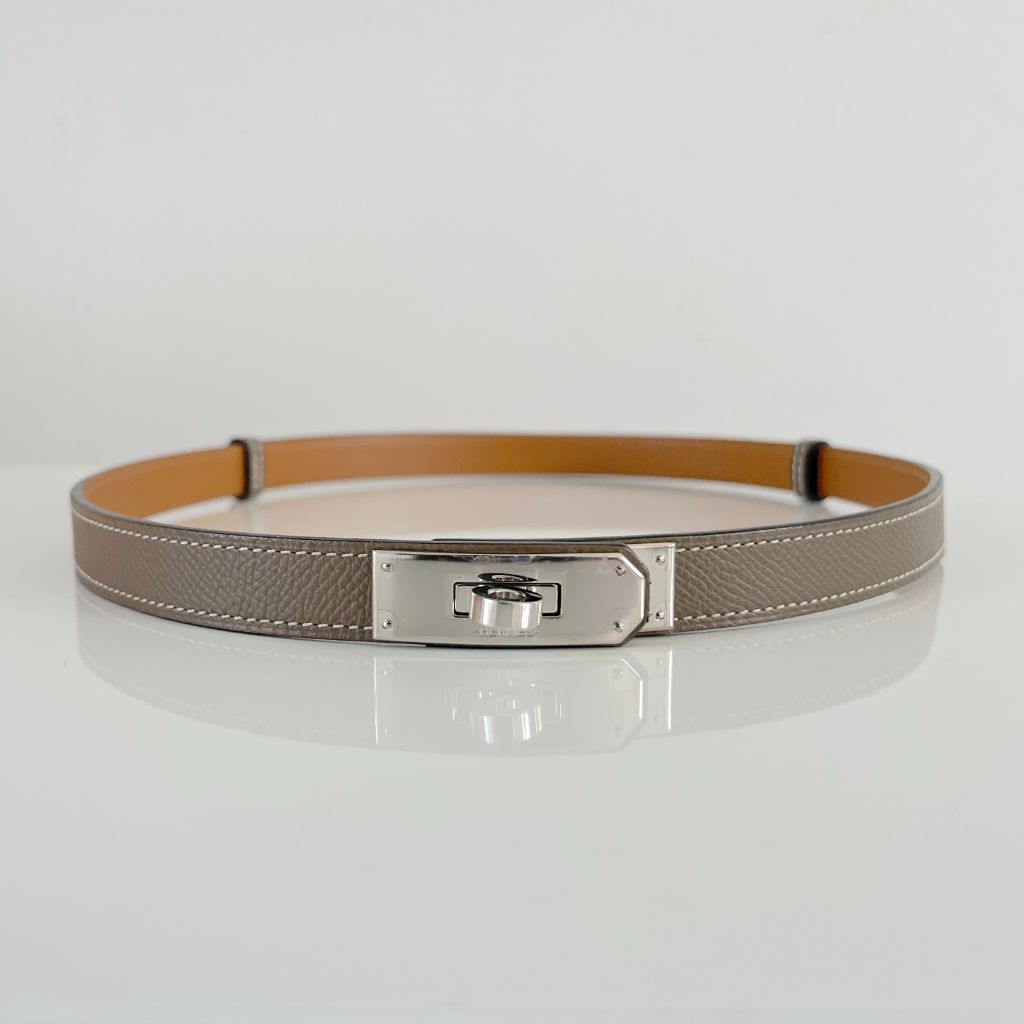 Hermes Kelly Belt Epson Etoupe Gold Hardware U Engraved