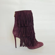 Paul Andrew fringe burgundy suede boots, 37.5