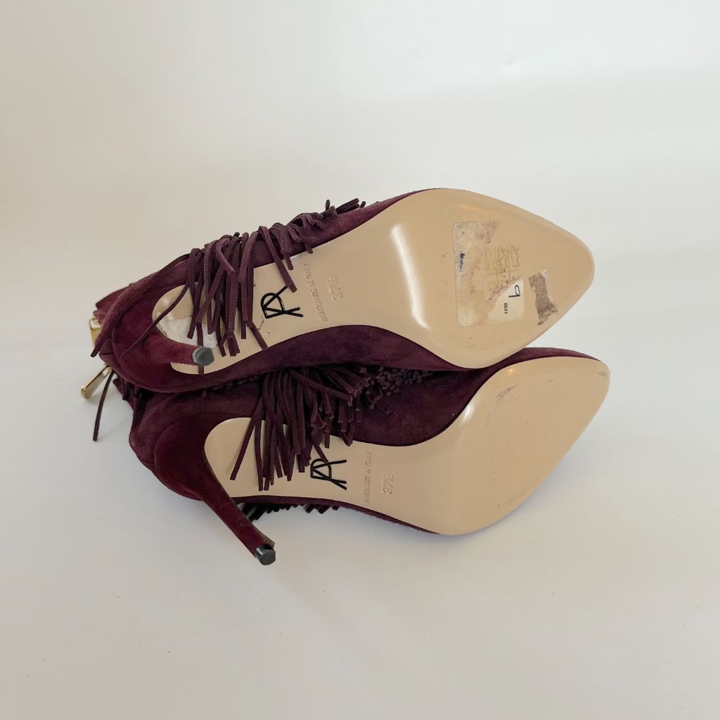 Paul Andrew fringe burgundy suede boots, 37.5