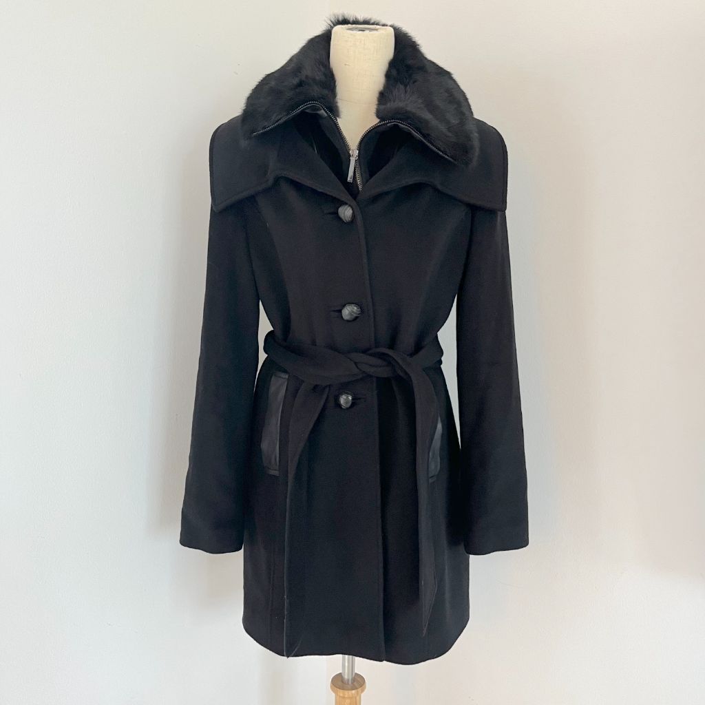 Badgley Mischka black wool coat