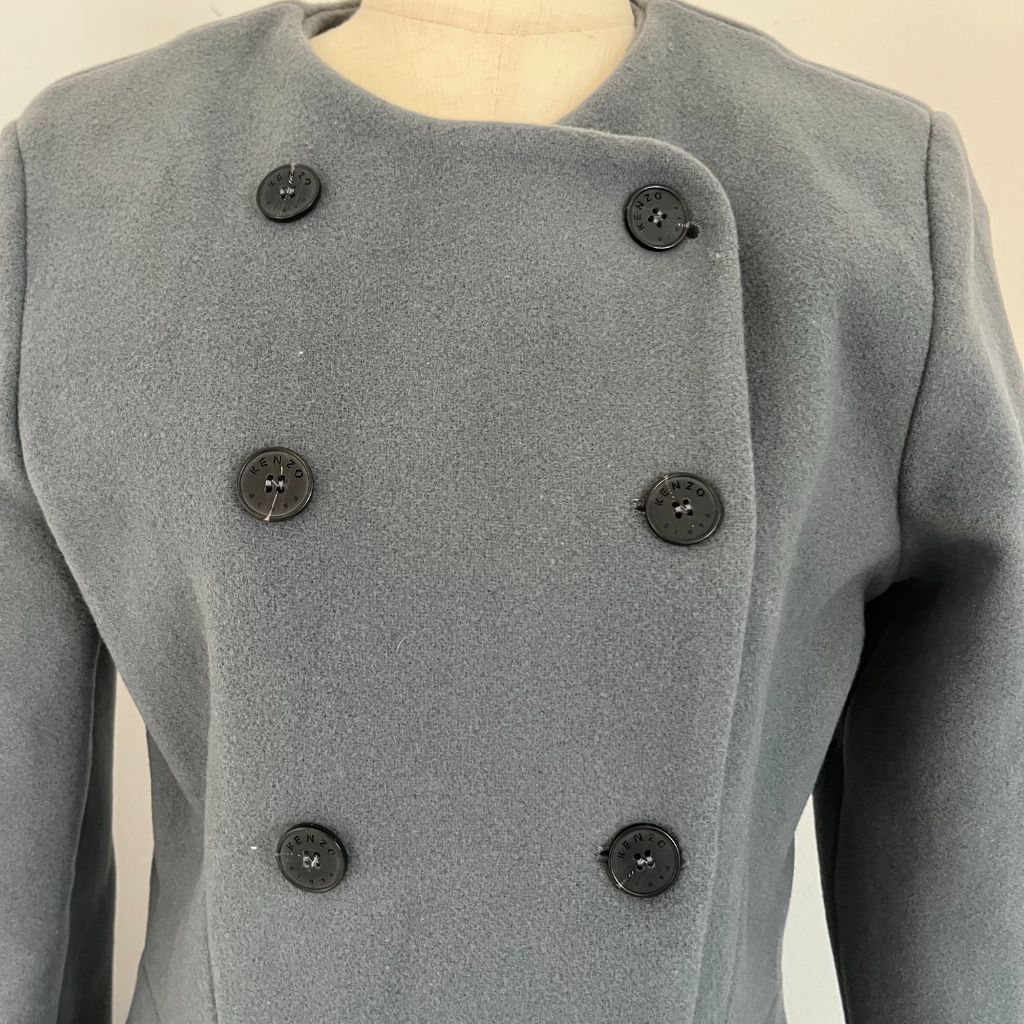 Kenzo grey wool button down coat