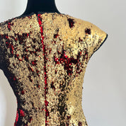 Naeem Khan Gold and Red Sequin Dress