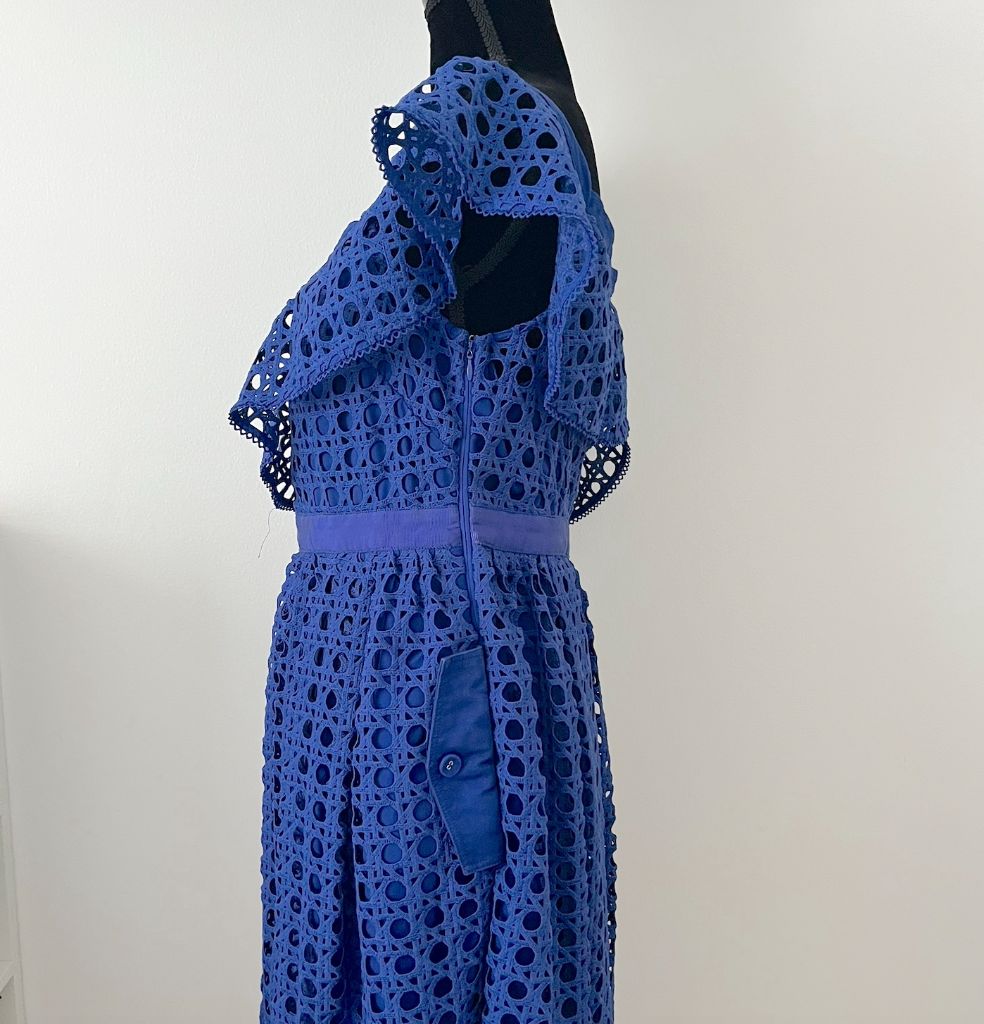 Self-portrait blue crochet dress