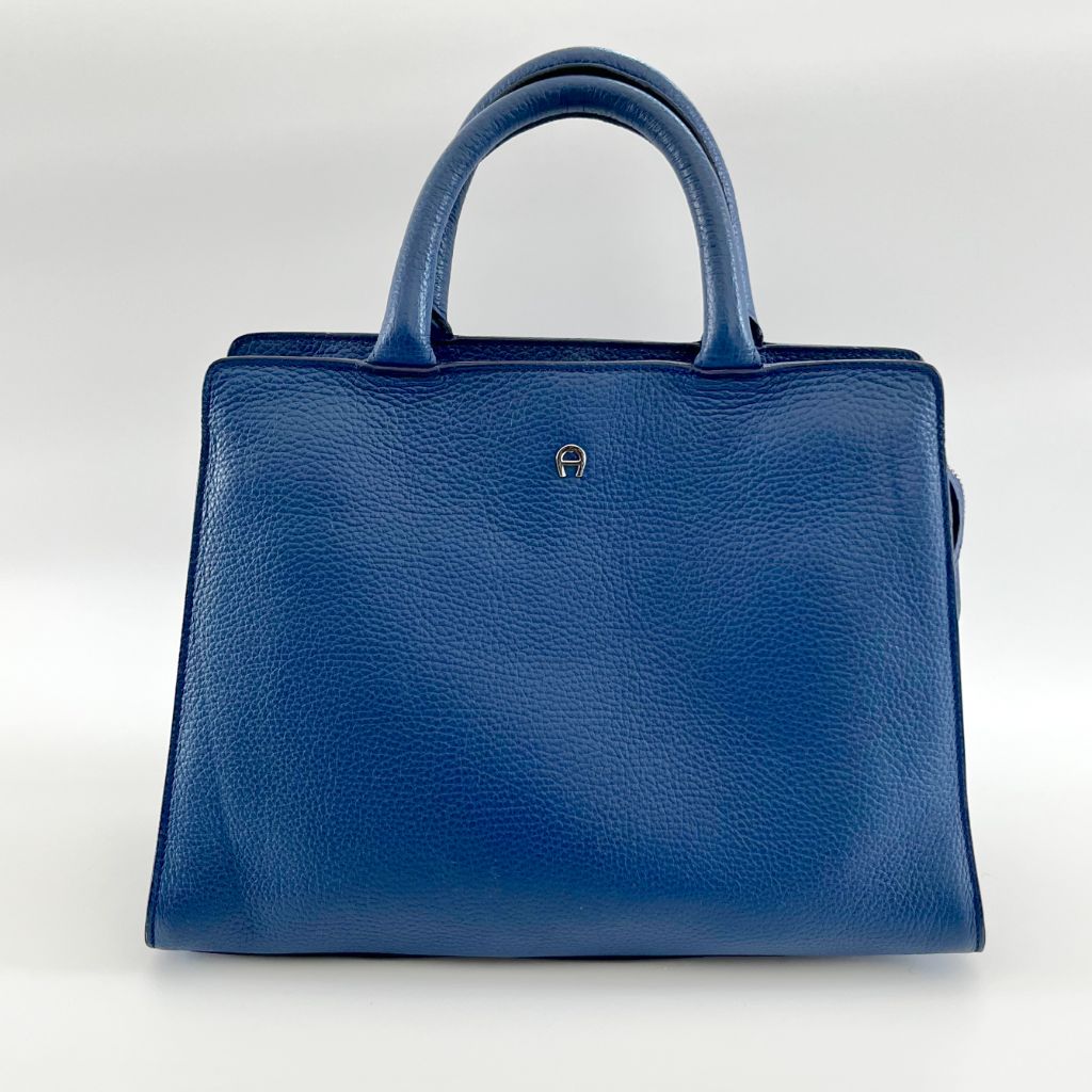 Aigner Blue Leather Medium Cybill Tote - BOPF | Business of Preloved Fashion