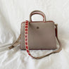 Aigner Cybill dusty beige tote bag red trim with studded strap - BOPF | Business of Preloved Fashion