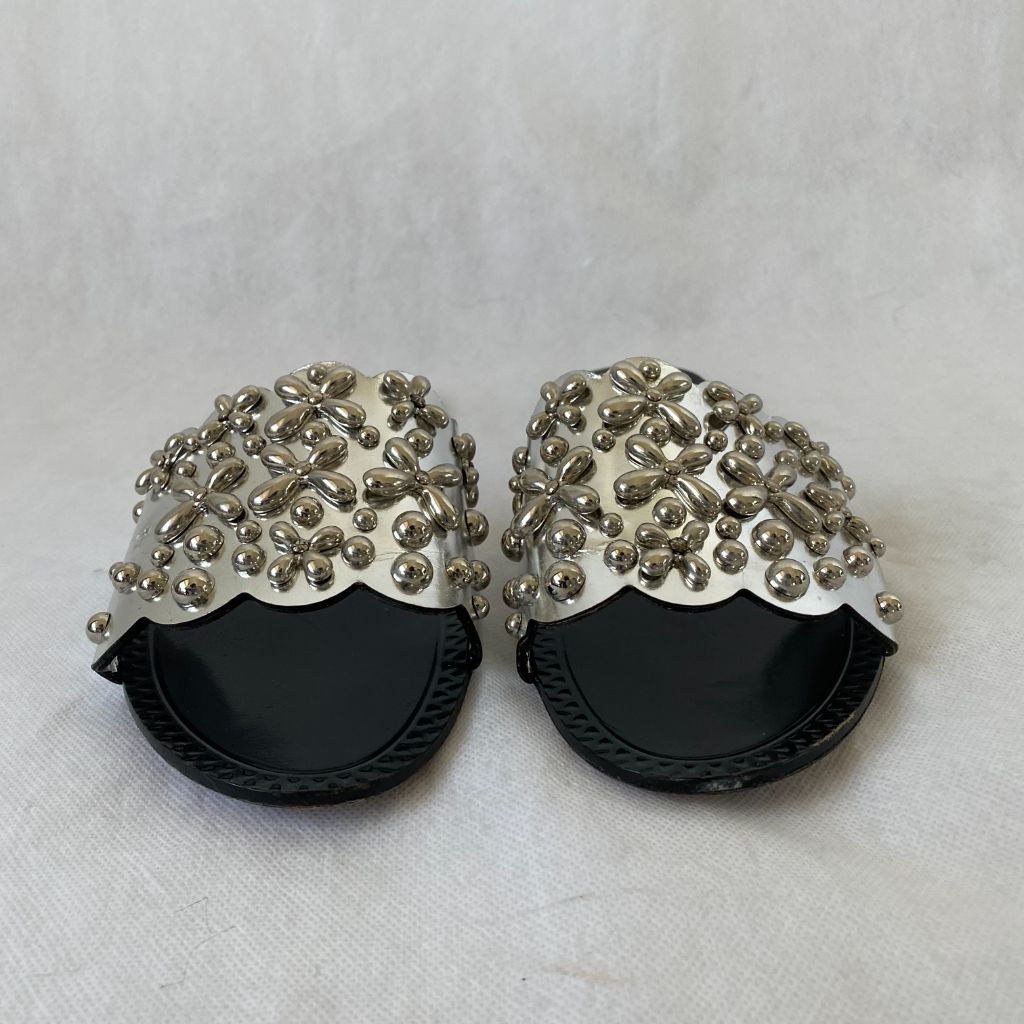 Alaia black and silver studded flat sandal slides, 39 - BOPF | Business of Preloved Fashion